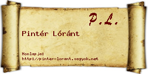 Pintér Lóránt névjegykártya